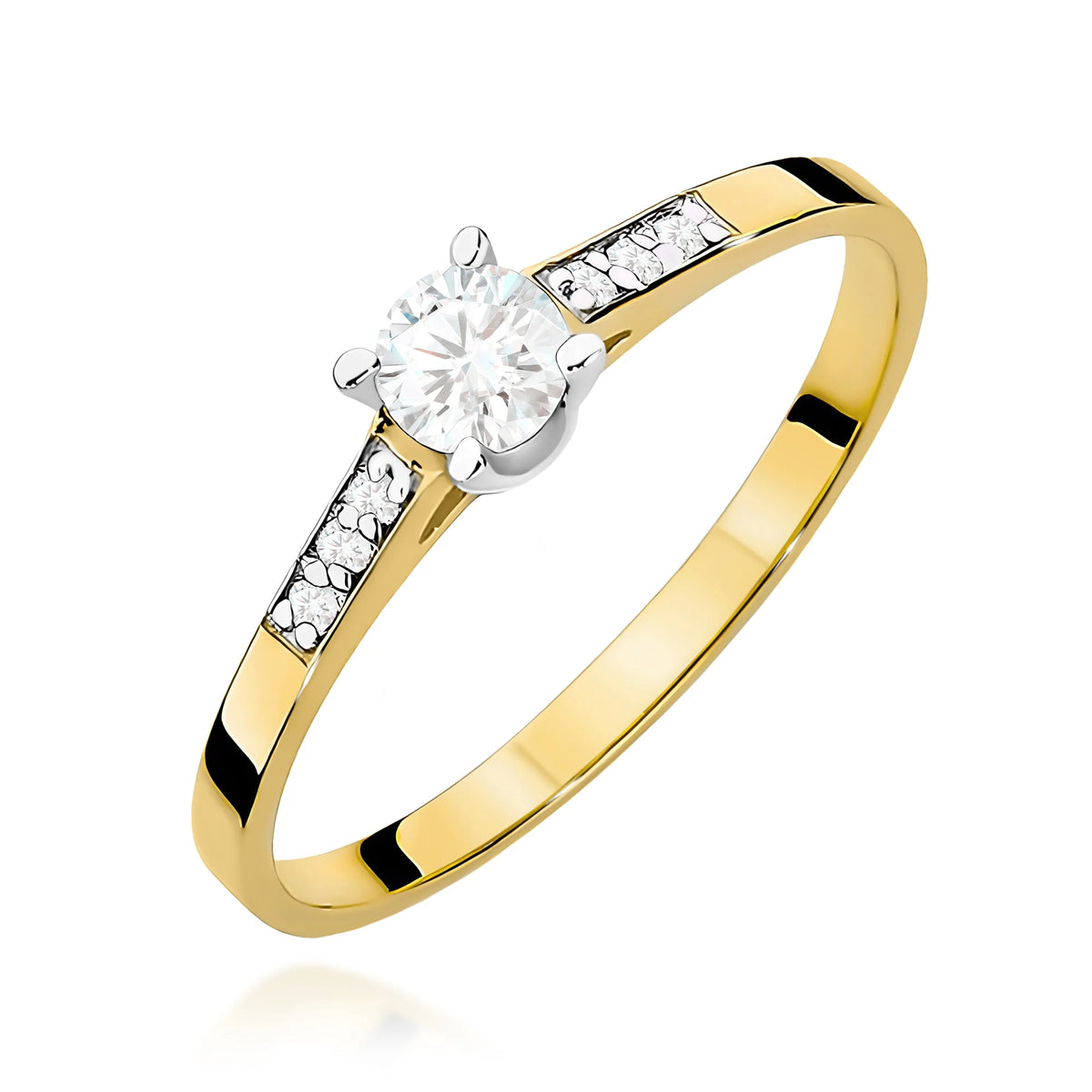 Prsten ze žlutého zlata s lab-grown diamanty 0,15 ct a 0,06 ct