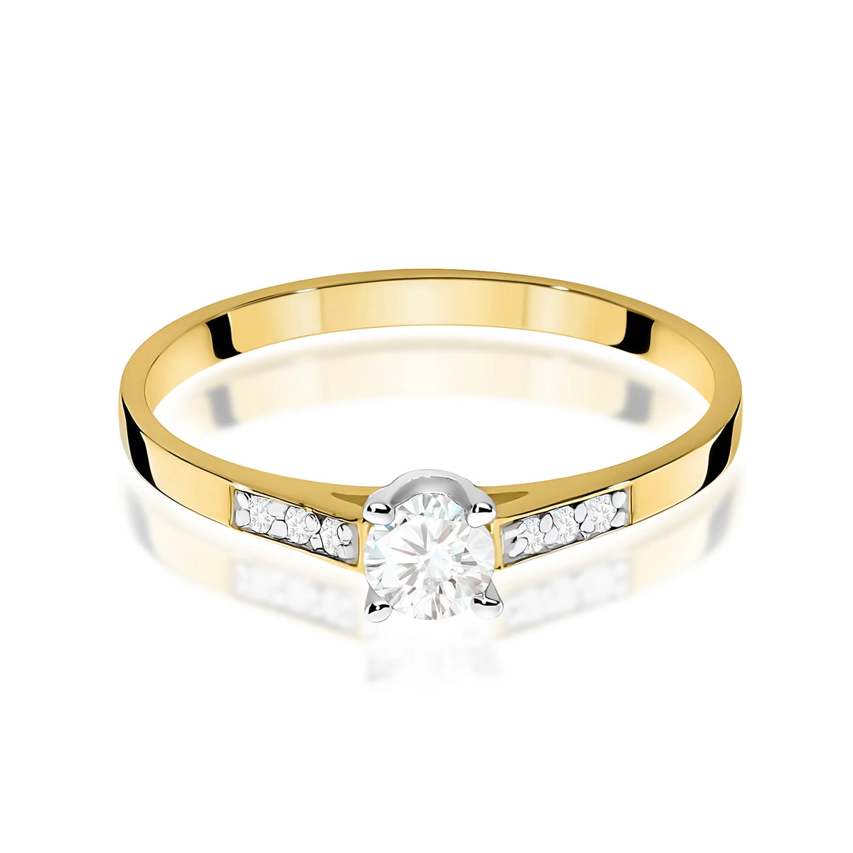Prsten ze žlutého zlata s lab-grown diamanty 0,15 ct a 0,06 ct