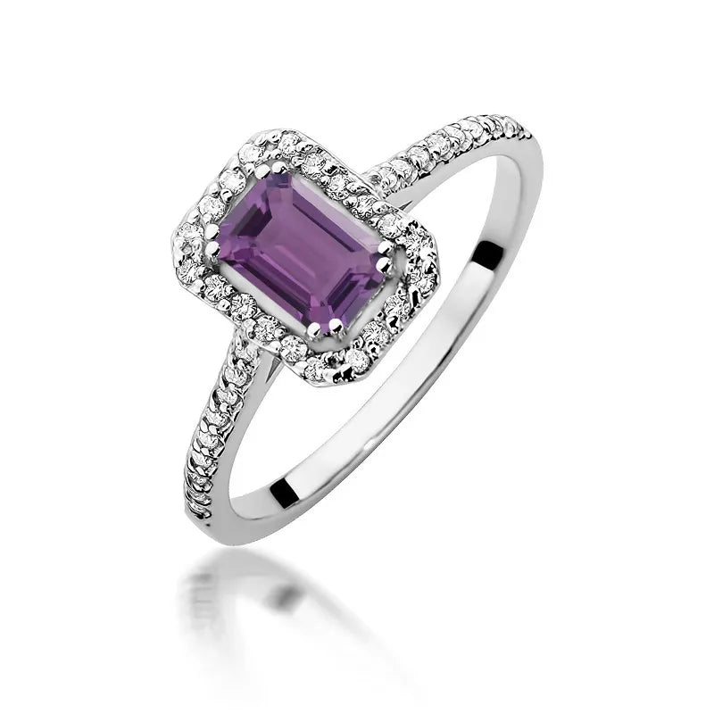 zlatý prsten s 0,50 ct ametystem a 0,19 ct diamanty w0403-amv-01