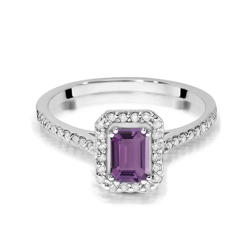 zlatý prsten s 0,50 ct ametystem a 0,19 ct diamanty w0403-amv-01