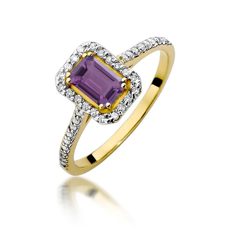 zlatý prsten s 0,50 ct ametystem a 0,19 ct diamanty w0403-amv-01