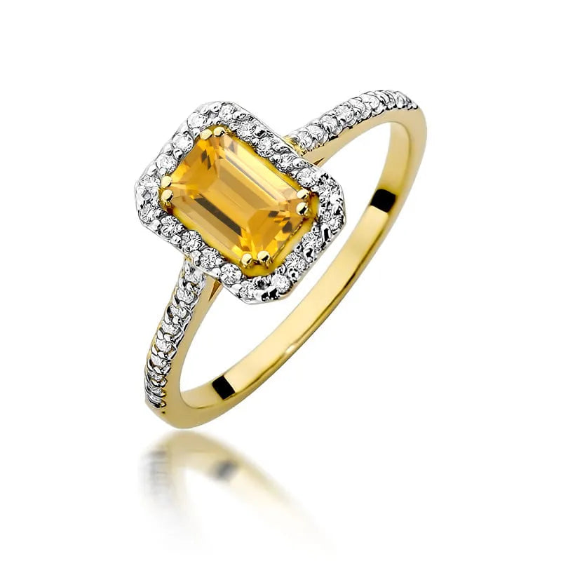 zlatý prsten s 0,60 ct citrínem a 0,19 ct diamanty w0403-ciy-01