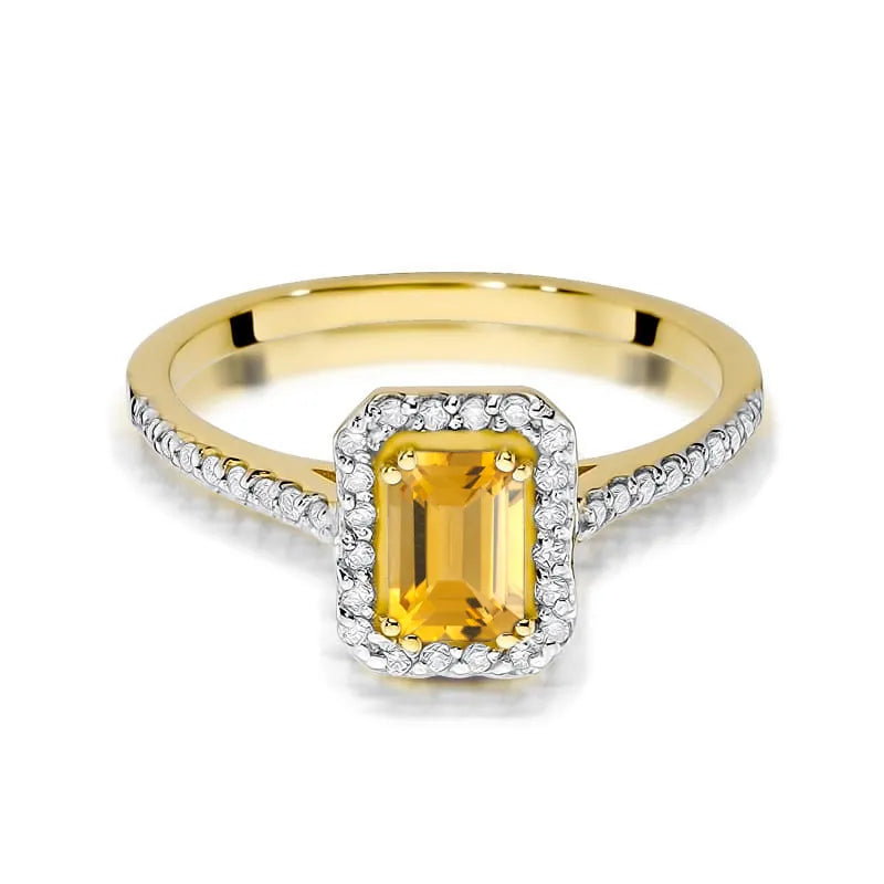 zlatý prsten s 0,60 ct citrínem a 0,19 ct diamanty w0403-ciy-01