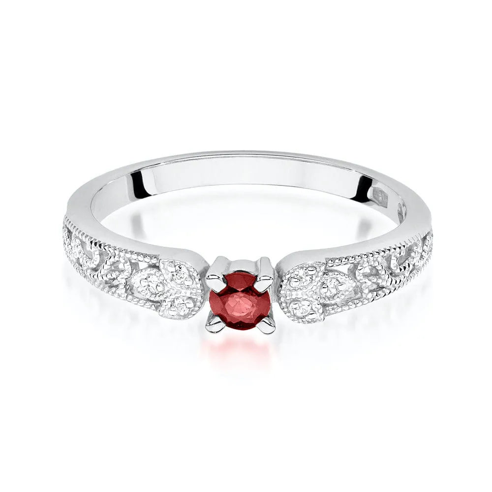 zlatý prsten s 0,15ct rubínem a 0,03ct diamanty w0411-rur-01