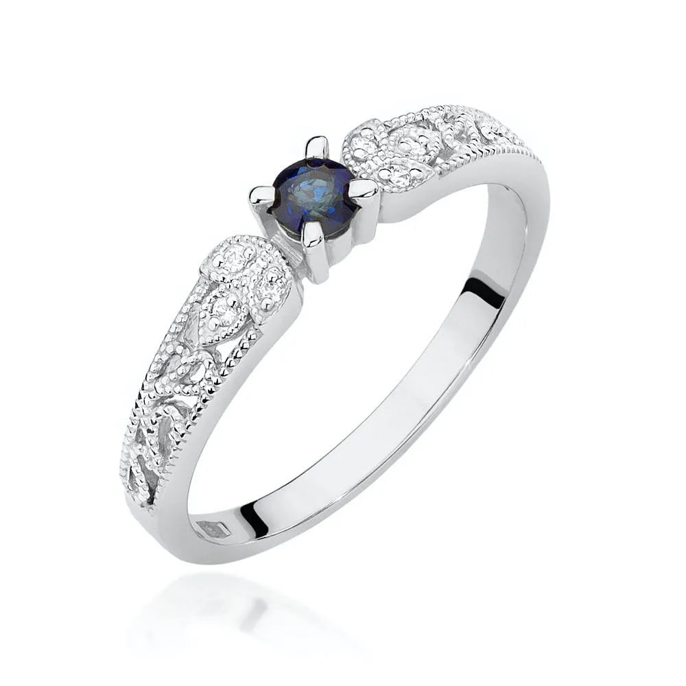 zlatý prsten s 0,15ct safírem a 0,03ct diamanty w0411-sab-01