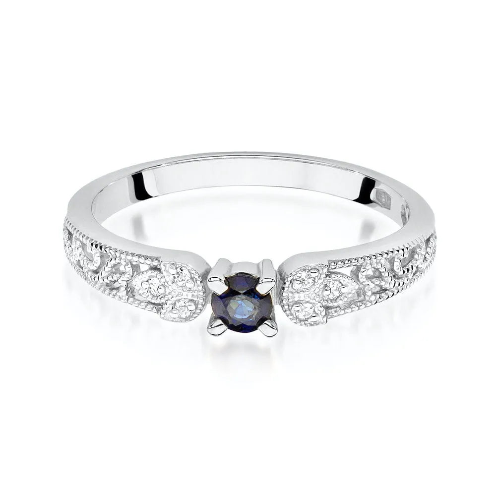 zlatý prsten s 0,15ct safírem a 0,03ct diamanty w0411-sab-01