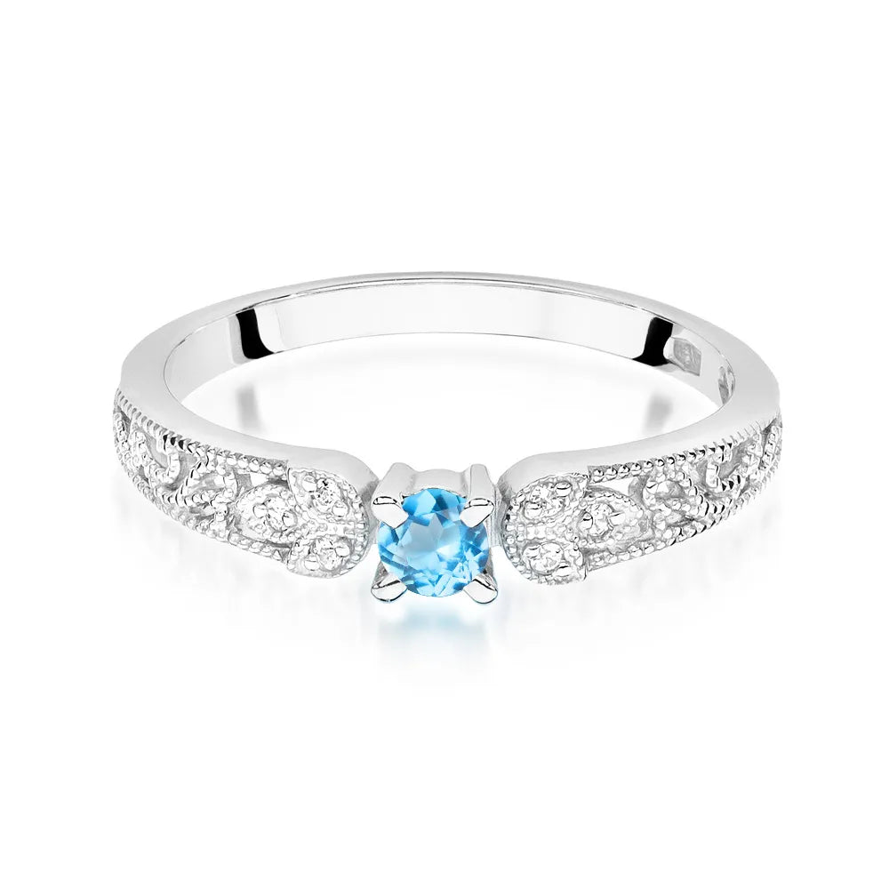 zlatý prsten s topazem 0,15 ct a diamanty 0,03 ct w0411-tob-01