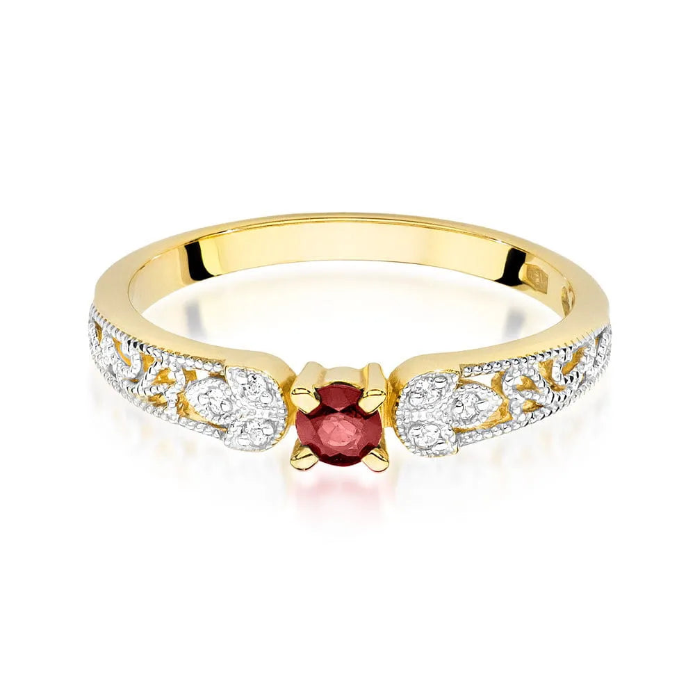 zlatý prsten s 0,15ct rubínem a 0,03ct diamanty w0411-rur-01