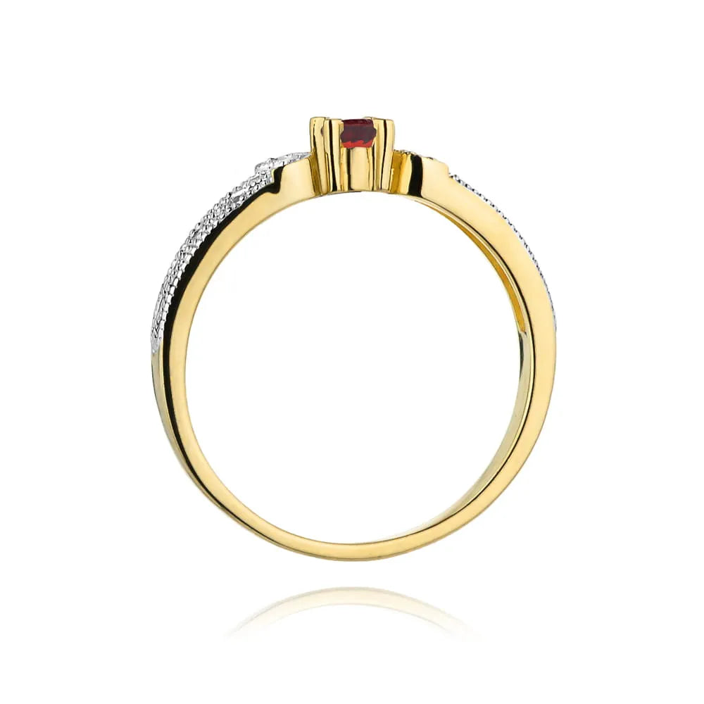 zlatý prsten s 0,15ct rubínem a 0,03ct diamanty w0411-rur-01