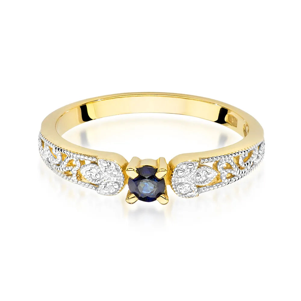 zlatý prsten s 0,15ct safírem a 0,03ct diamanty w0411-sab-01