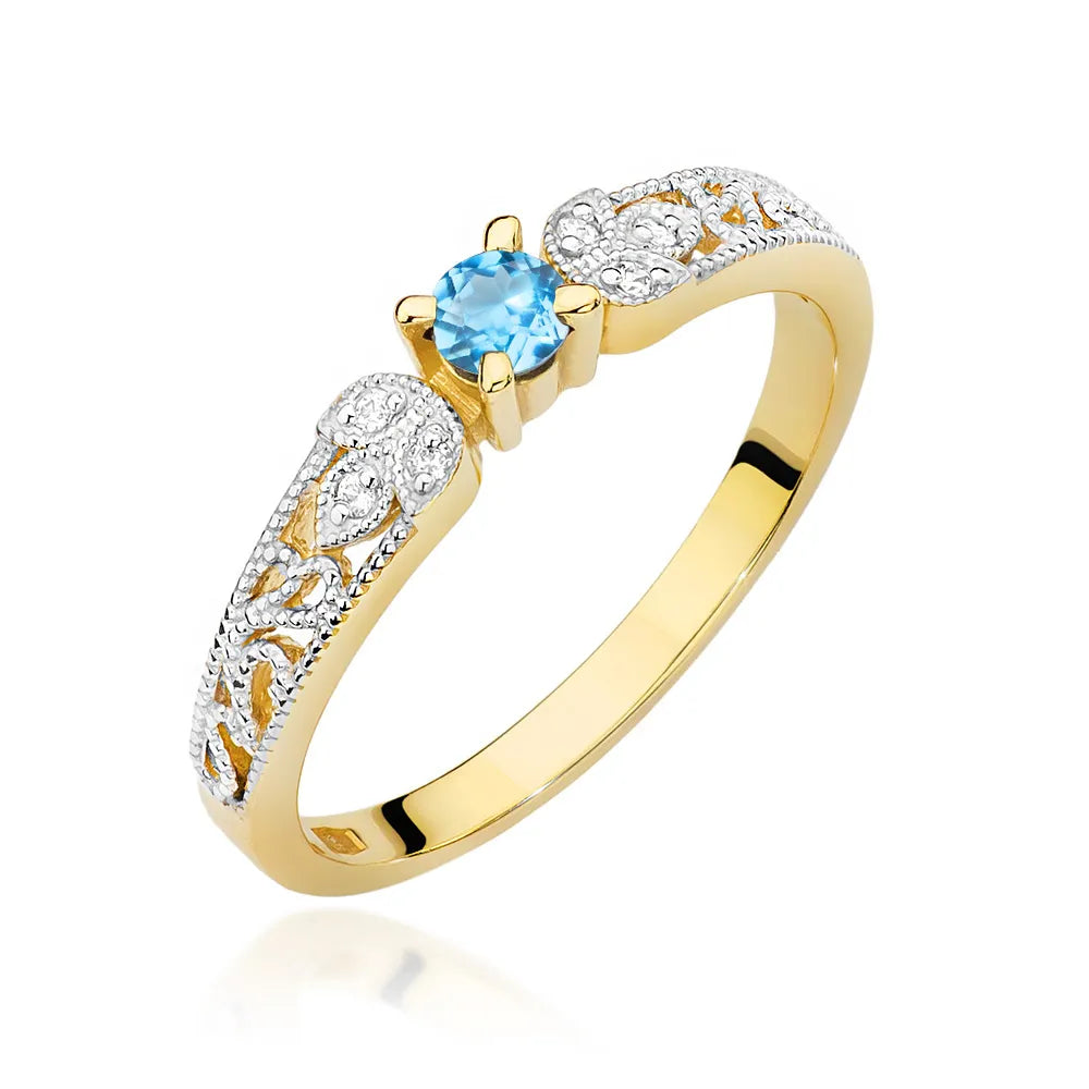 zlatý prsten s topazem 0,15 ct a diamanty 0,03 ct w0411-tob-01