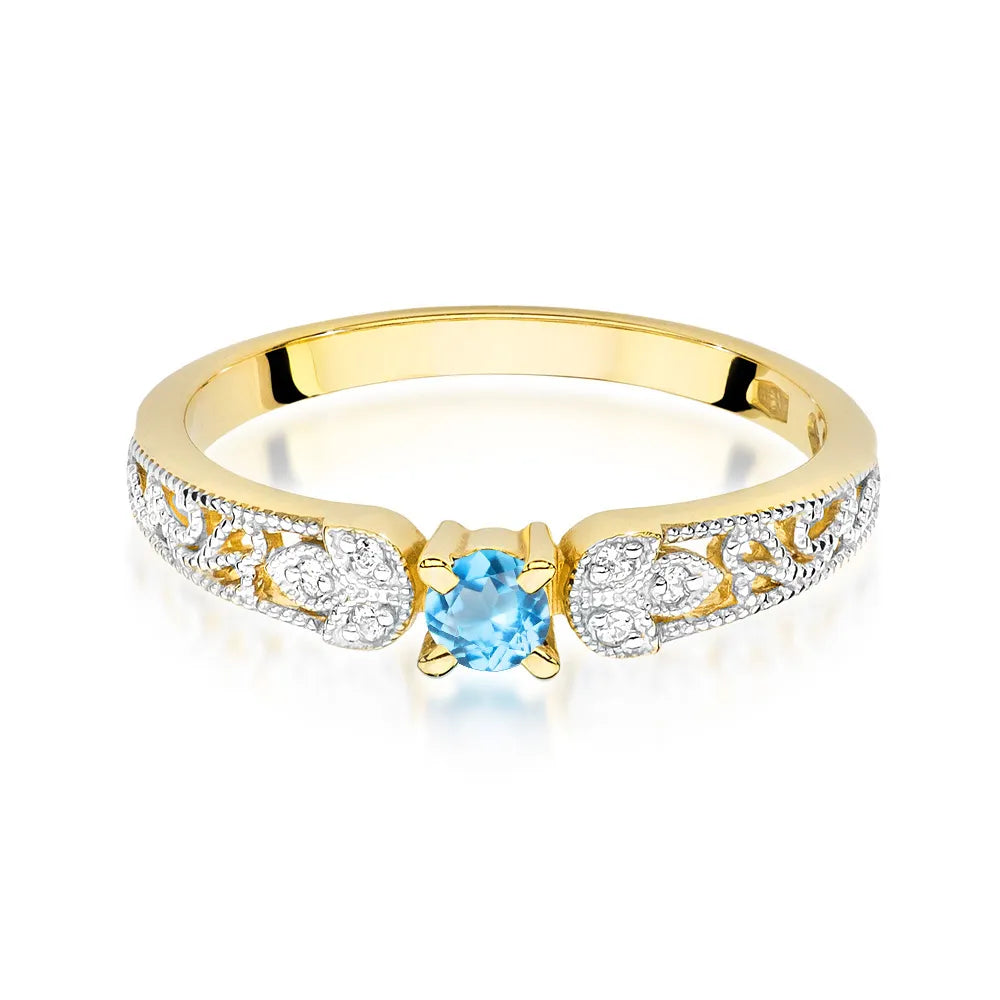 zlatý prsten s topazem 0,15 ct a diamanty 0,03 ct w0411-tob-01