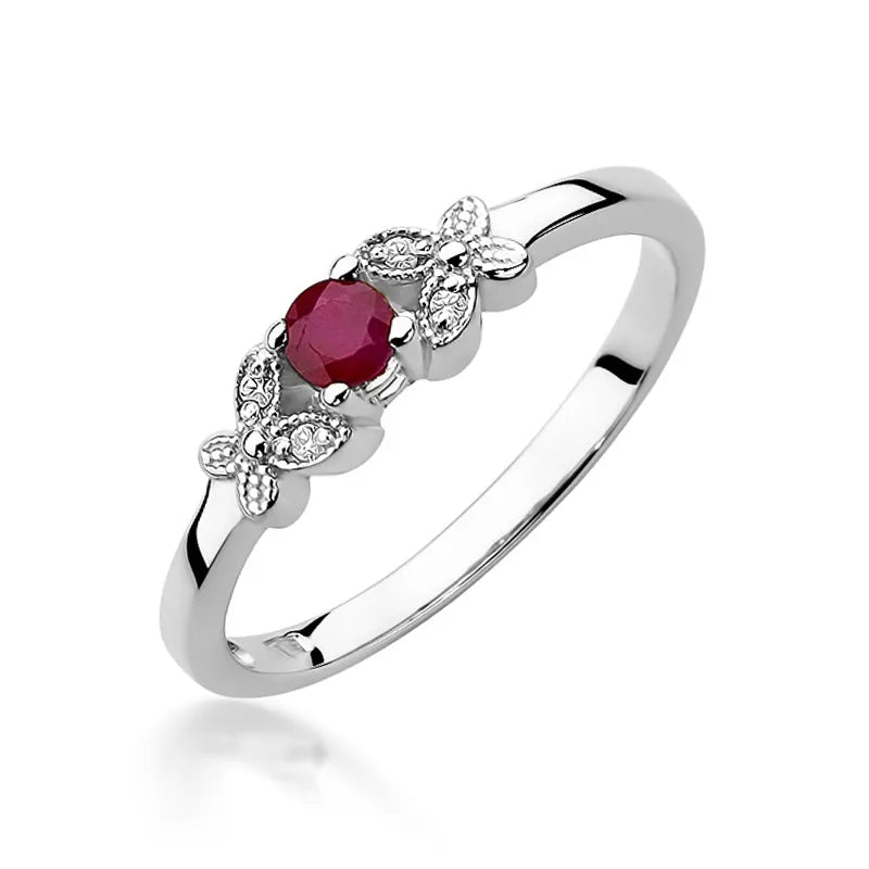 zlatý prsten s 0,15ct rubínem a 0,02ct diamanty w0414-rur-01