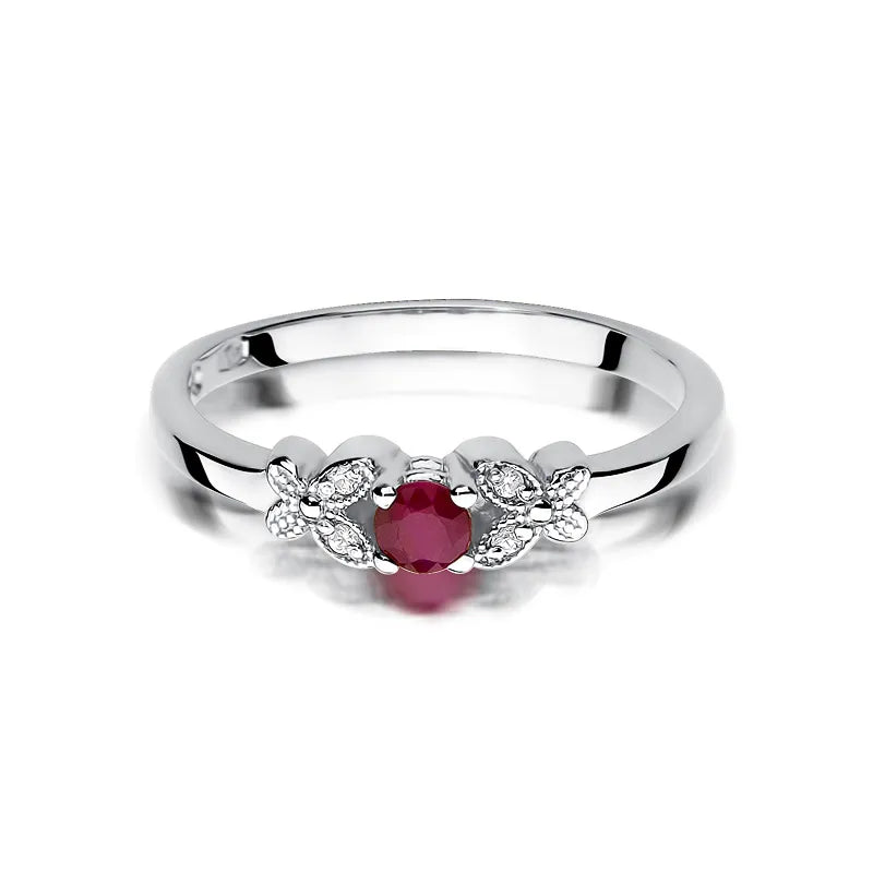 zlatý prsten s 0,15ct rubínem a 0,02ct diamanty w0414-rur-01