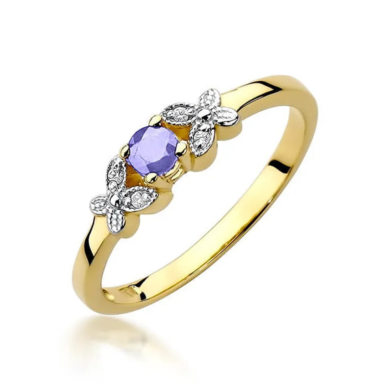 zlatý prsten s 0,15ct tanzanitem a 0,02ct diamanty w0414-tap-01