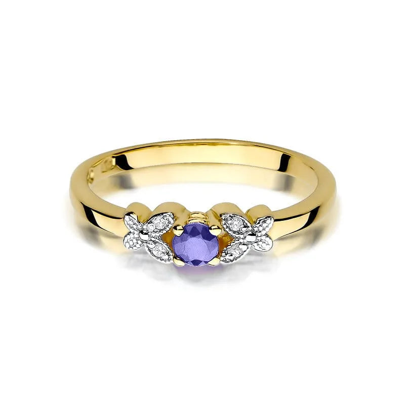 zlatý prsten s 0,15ct tanzanitem a 0,02ct diamanty w0414-tap-01