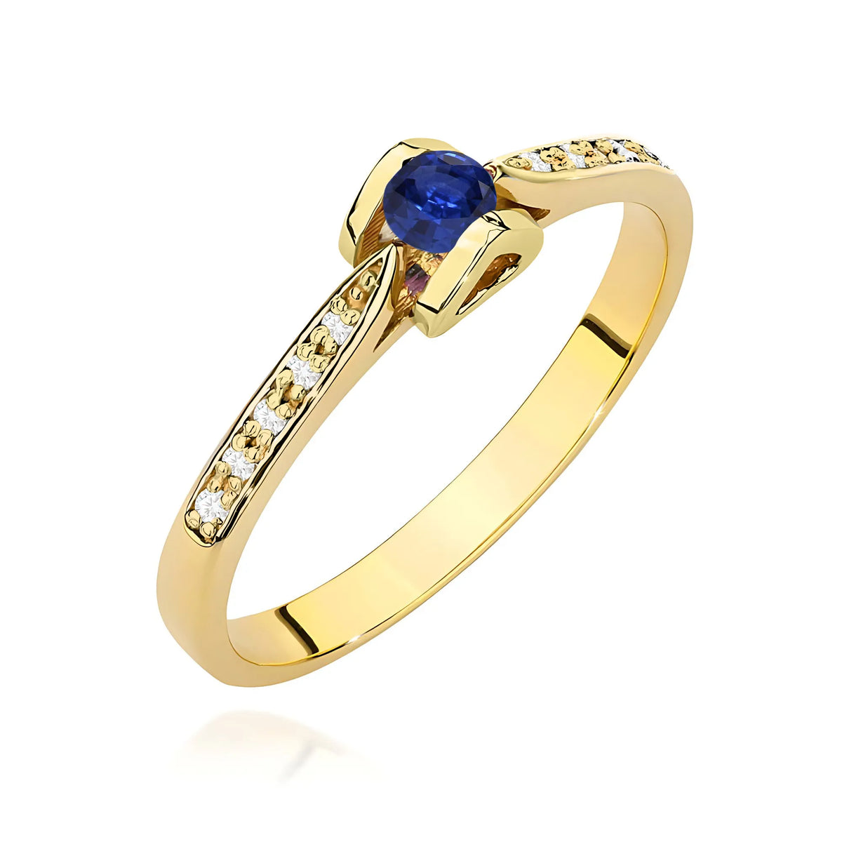 zlatý prsten s 0,15ct safírem a 0,05ct diamanty w0435-sab-01