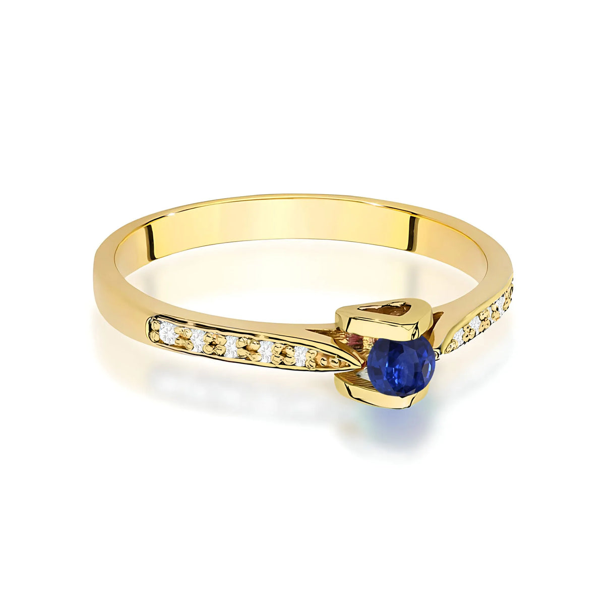 zlatý prsten s 0,15ct safírem a 0,05ct diamanty w0435-sab-01