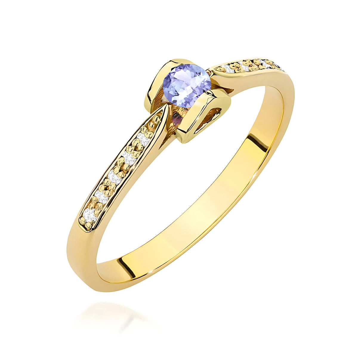 zlatý prsten s 0,15ct tanzanitem a 0,05ct diamanty w0435-tap-01