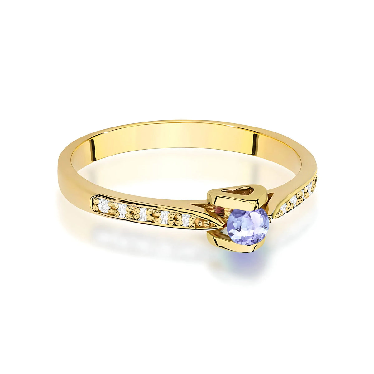 zlatý prsten s 0,15ct tanzanitem a 0,05ct diamanty w0435-tap-01