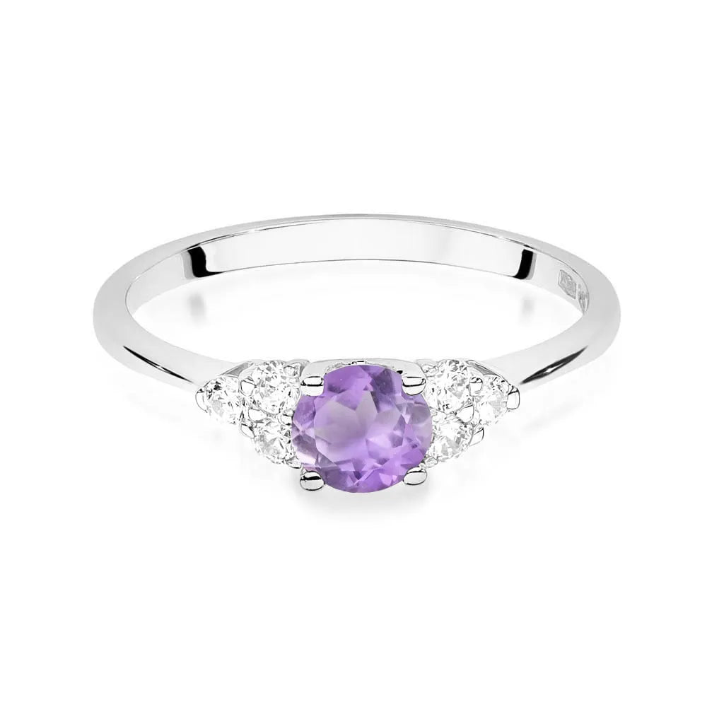 zlatý prsten s 0,50ct ametystem a 0,18ct diamanty w0451-amv-01