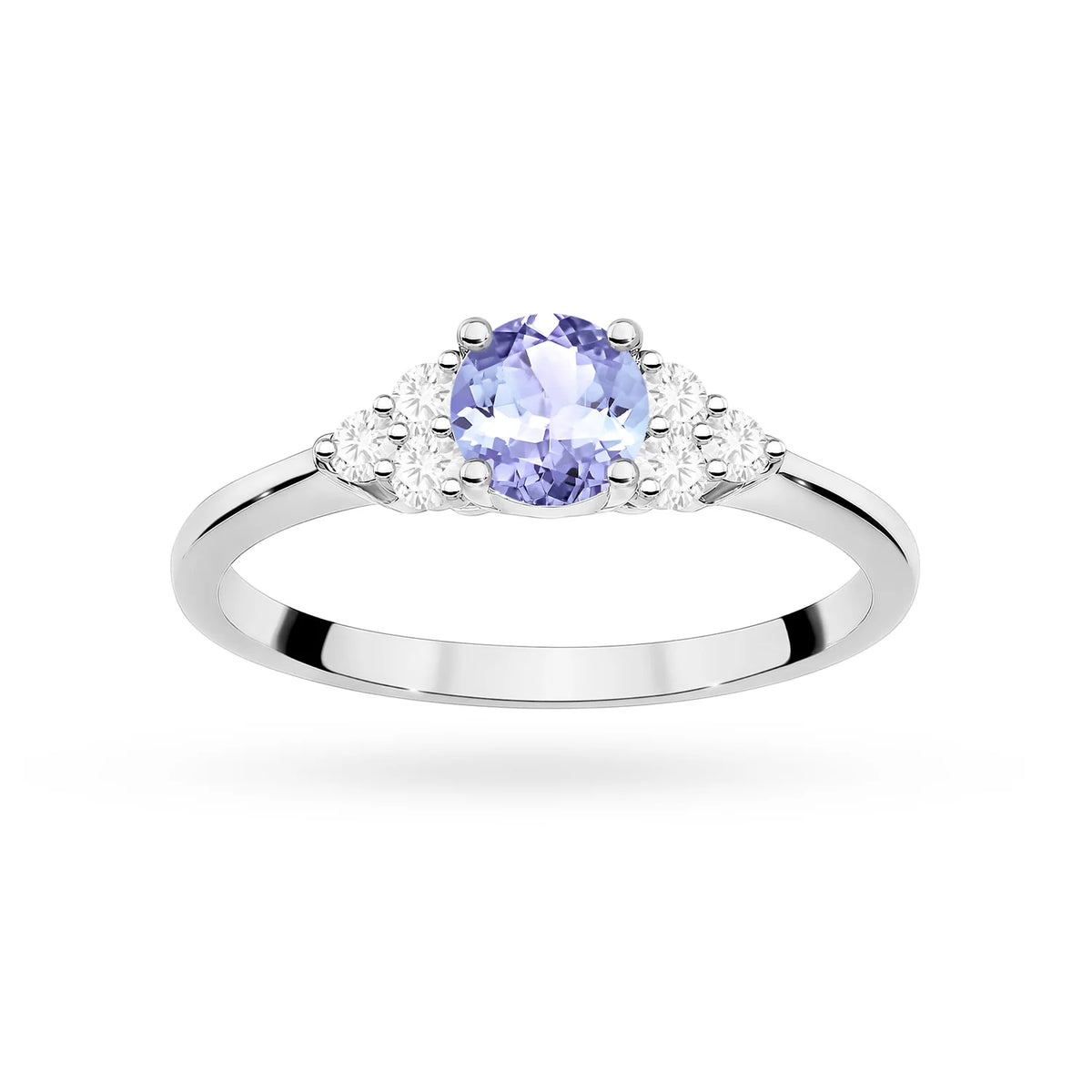 Diamantový prsten z bílého 14k zlata s tanzanitem 0,50 ct a diamanty 0,18 ct