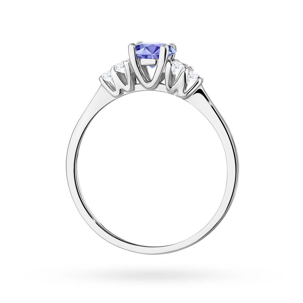 Diamantový prsten z bílého 14k zlata s tanzanitem 0,50 ct a diamanty 0,18 ct