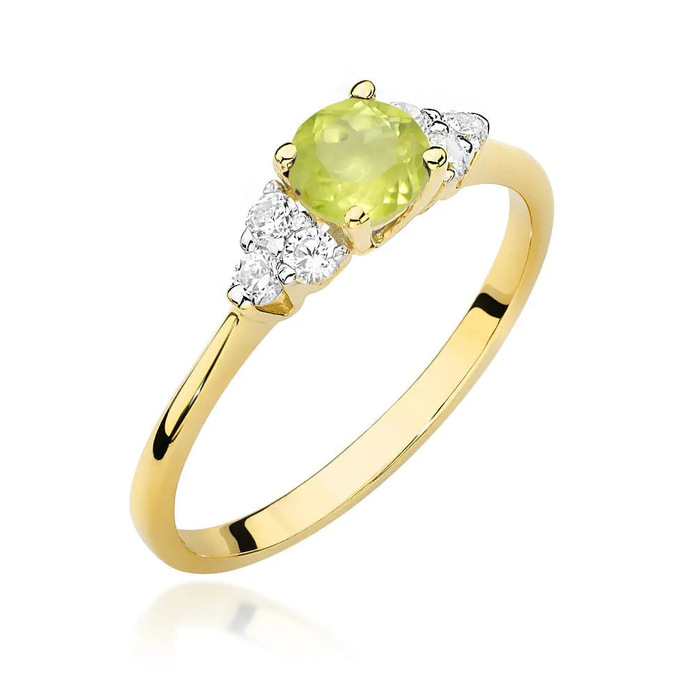 zlatý prsten s 0,60 ct olivínem a 0,18 ct diamanty w0451-peg-01