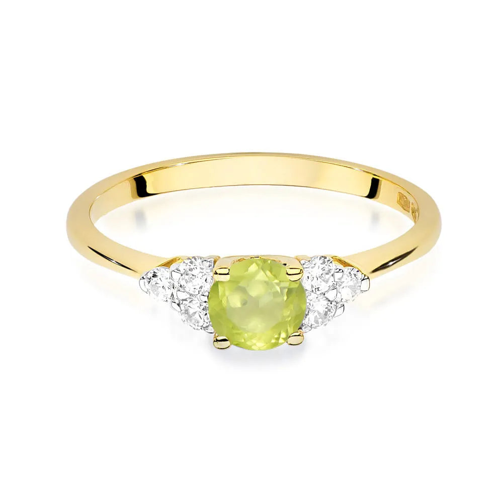 zlatý prsten s 0,60 ct olivínem a 0,18 ct diamanty w0451-peg-01