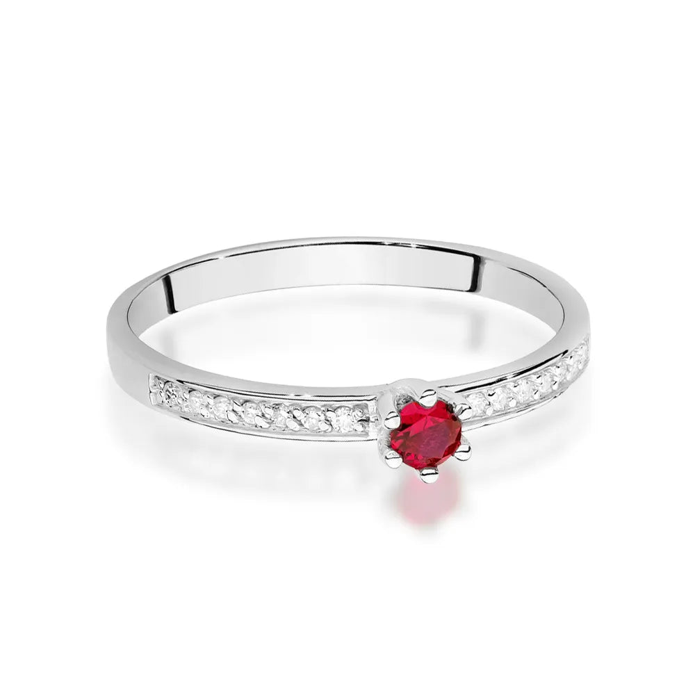zlatý prsten s 0,15ct rubínem a 0,07ct diamanty w0459-rur-01