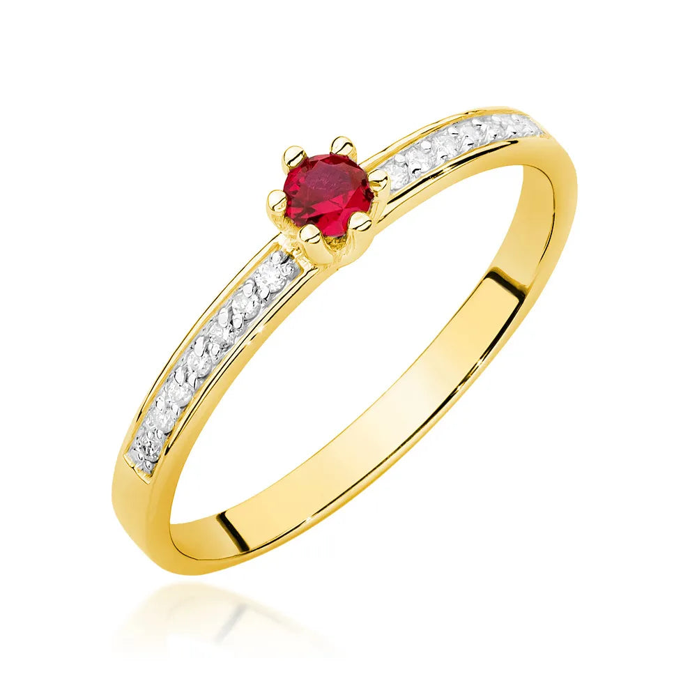 zlatý prsten s 0,15ct rubínem a 0,07ct diamanty w0459-rur-01