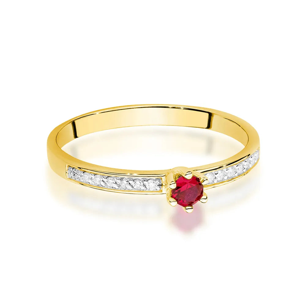 zlatý prsten s 0,15ct rubínem a 0,07ct diamanty w0459-rur-01