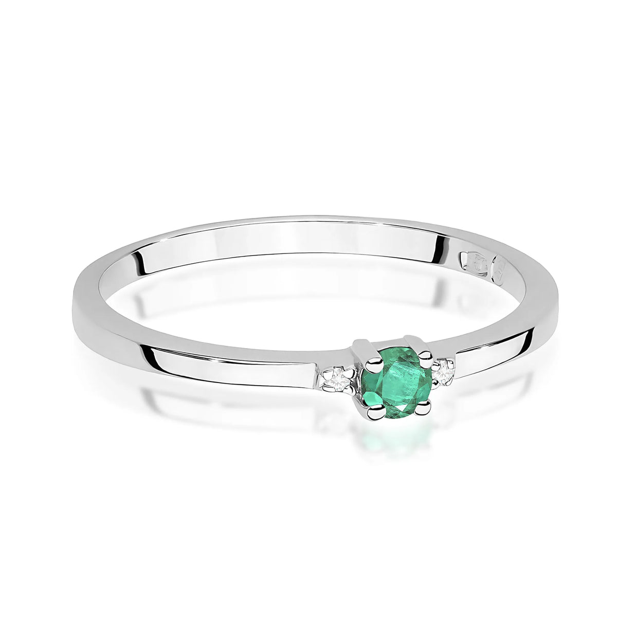 zlatý prsten s 0,15ct smaragdem a 0,01ct diamanty w0464-emg-01