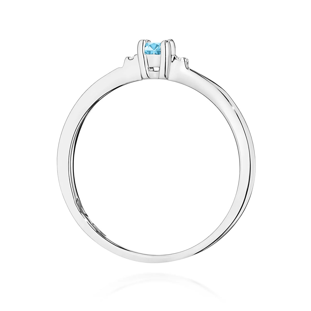 Prsten z bílého zlata s 0,15 ct švýcarským modrým topazem a 0,01 ct diamanty