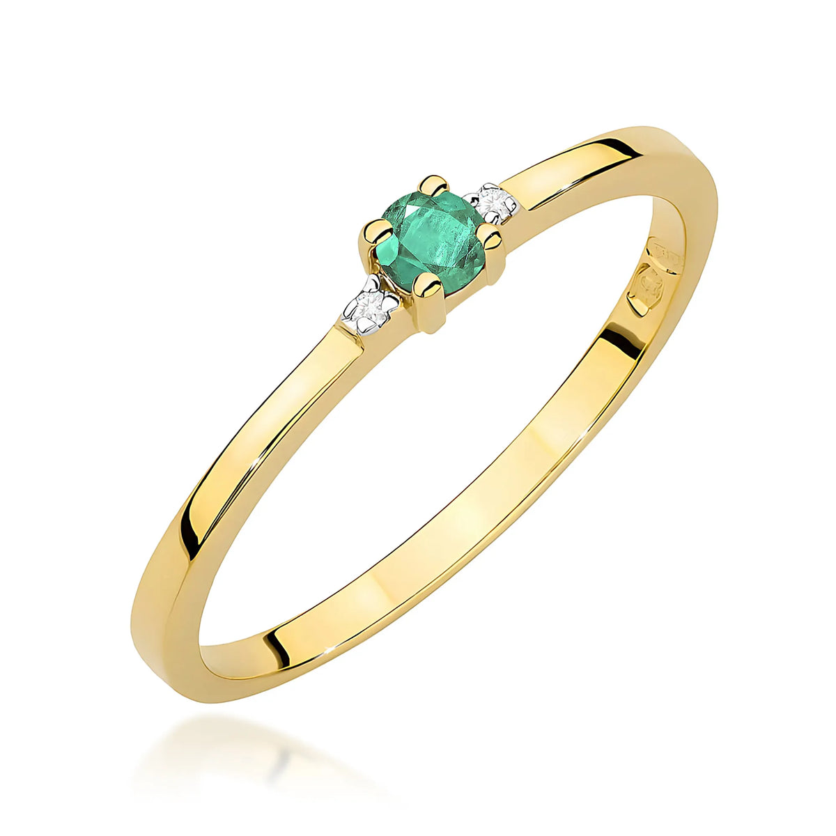 zlatý prsten s 0,15ct smaragdem a 0,01ct diamanty w0464-emg-01