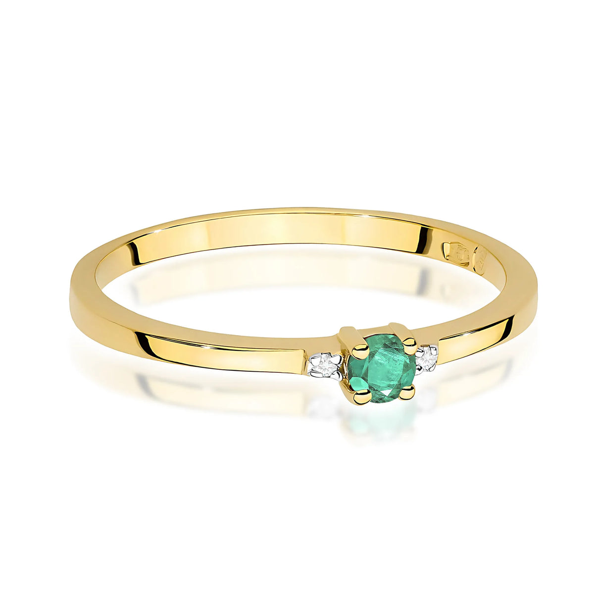 zlatý prsten s 0,15ct smaragdem a 0,01ct diamanty w0464-emg-01