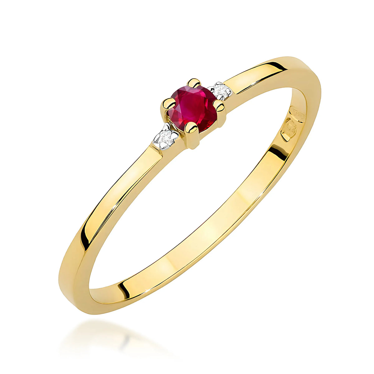 zlatý prsten s 0,15ct rubínem a 0,01ct diamanty w0464-rur-01
