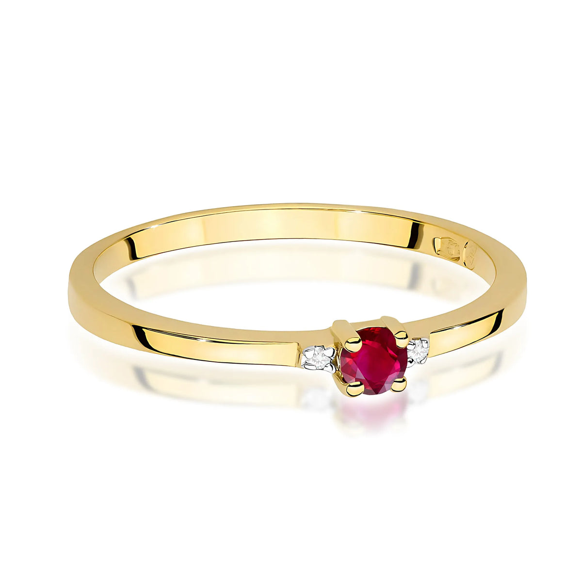 zlatý prsten s 0,15ct rubínem a 0,01ct diamanty w0464-rur-01