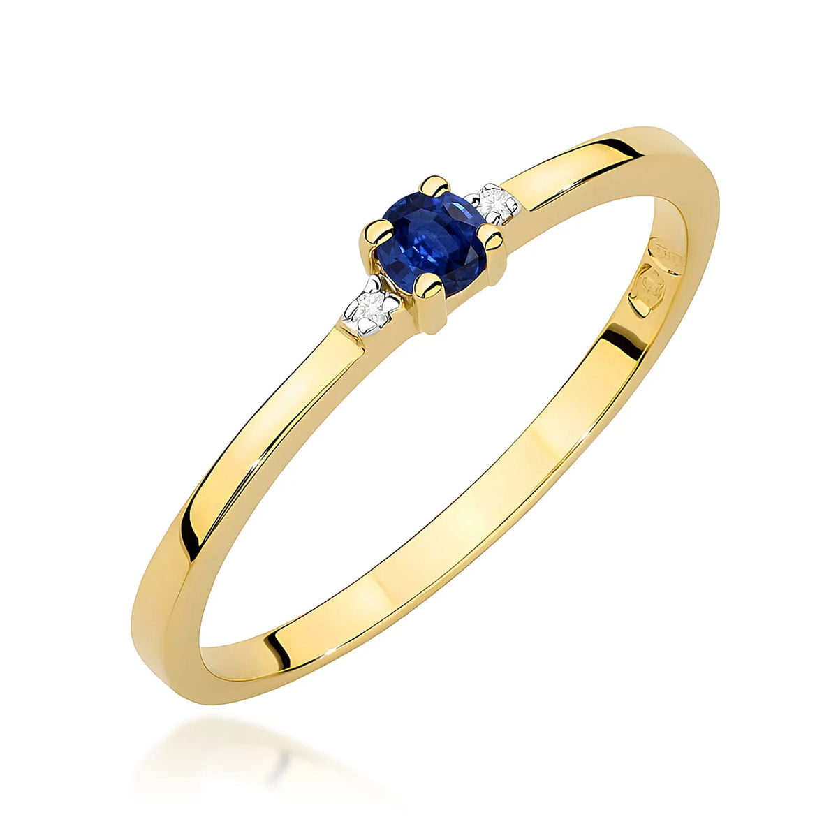 Zlatý prsten s 0,15 ct safírem a 0,01 ct diamanty