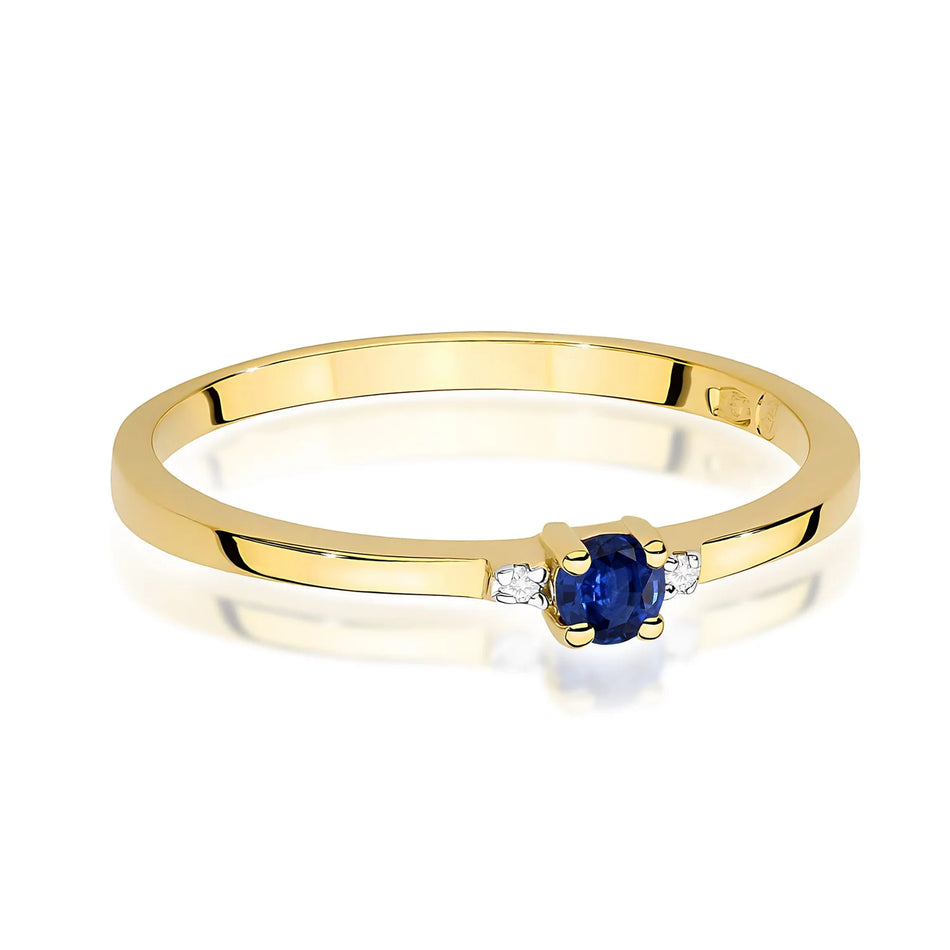 Zlatý prsten s 0,15 ct safírem a 0,01 ct diamanty