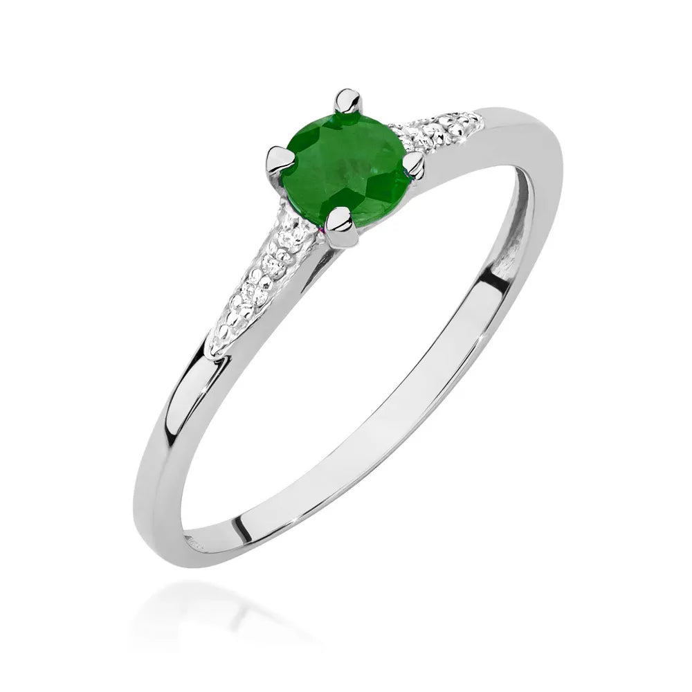 zlatý prsten s 0,30ct smaragdem a 0,03ct diamanty w0466-emg-01