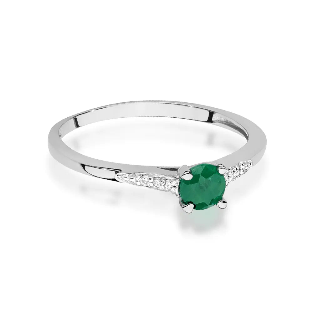 zlatý prsten s 0,30ct smaragdem a 0,03ct diamanty w0466-emg-01