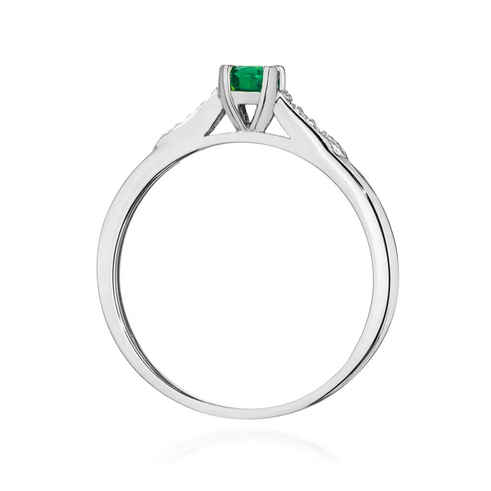 zlatý prsten s 0,30ct smaragdem a 0,03ct diamanty w0466-emg-01