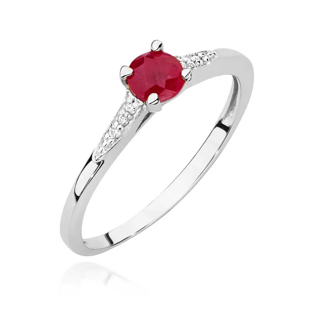 zlatý prsten s 0,30ct rubínem a 0,03ct diamanty w0466-rur-01