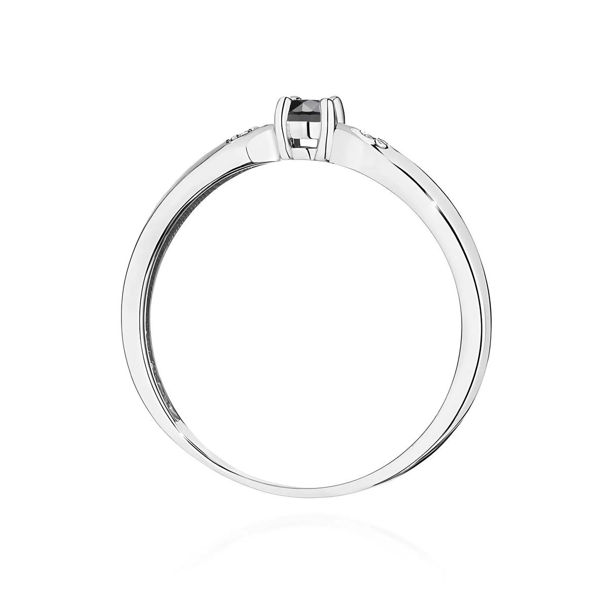 zlatý prsten s 0,12ct černým diamantem a 0,01ct diamanty w0469-dib-01