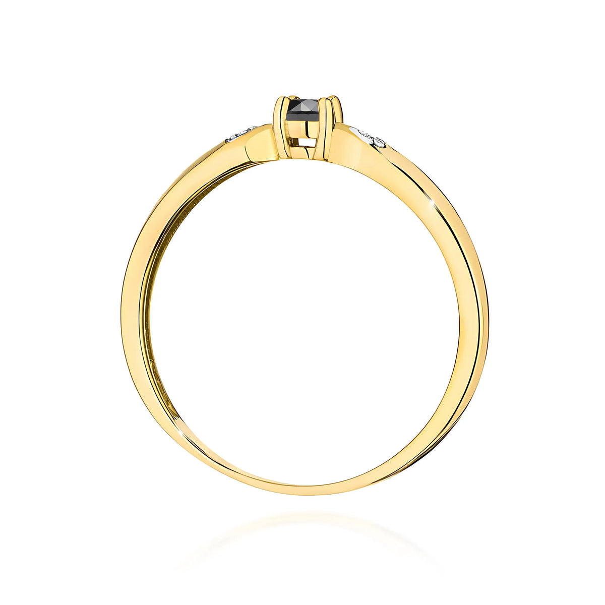 zlatý prsten s 0,12ct černým diamantem a 0,01ct diamanty w0469-dib-01
