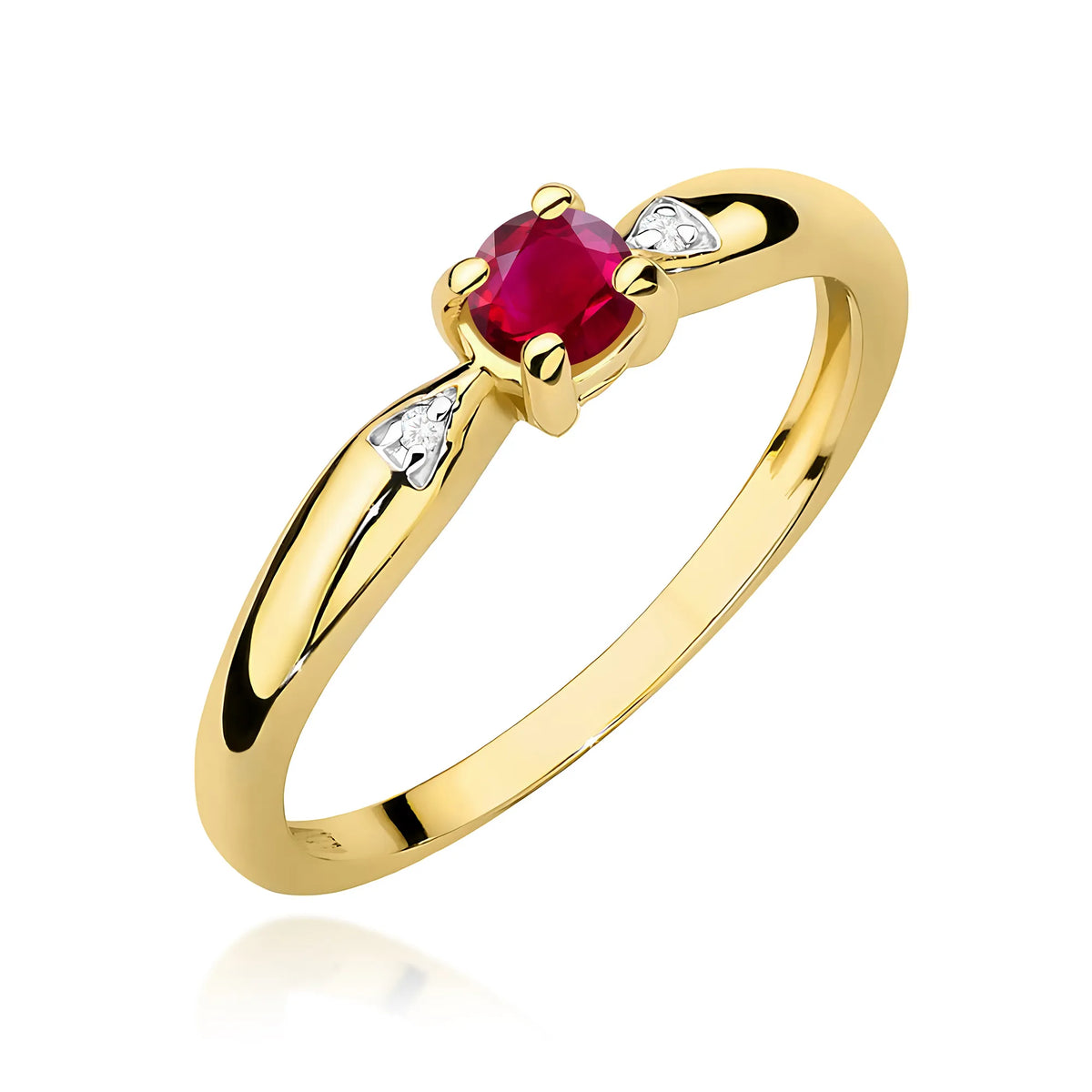 zlatý prsten s 0,15ct rubínem a 0,01ct diamanty w0469-rur-01