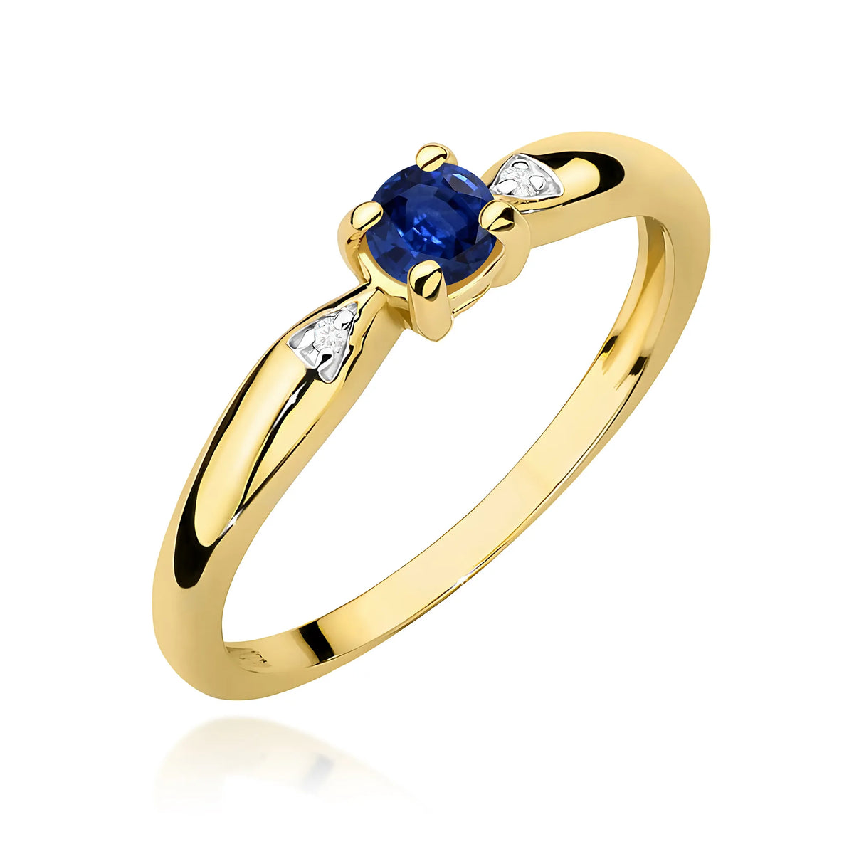 zlatý prsten s 0,15ct safírem a 0,01ct diamanty w0469-sab-01