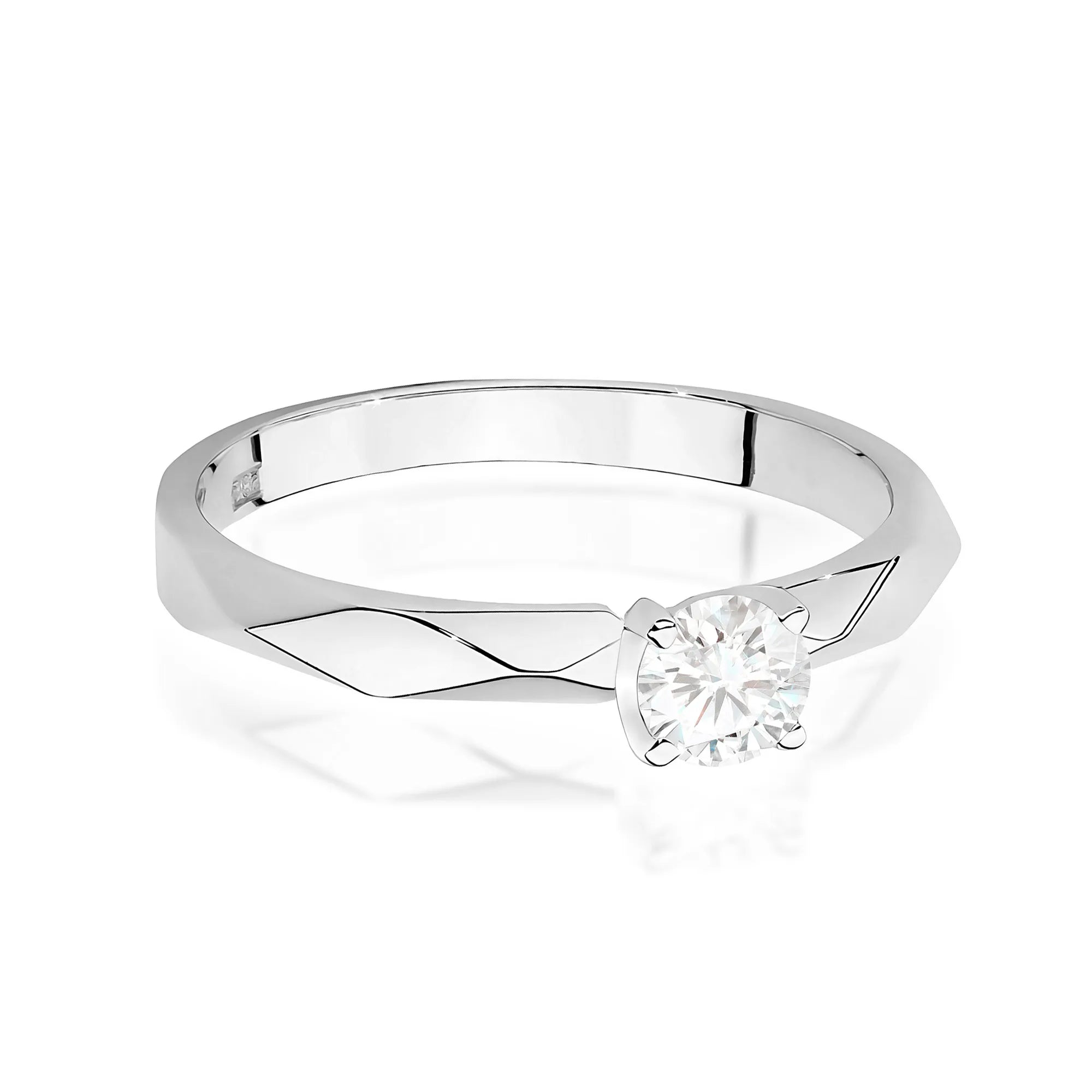 Zásnubní prsten s diamantem v 585 bílém zlatě