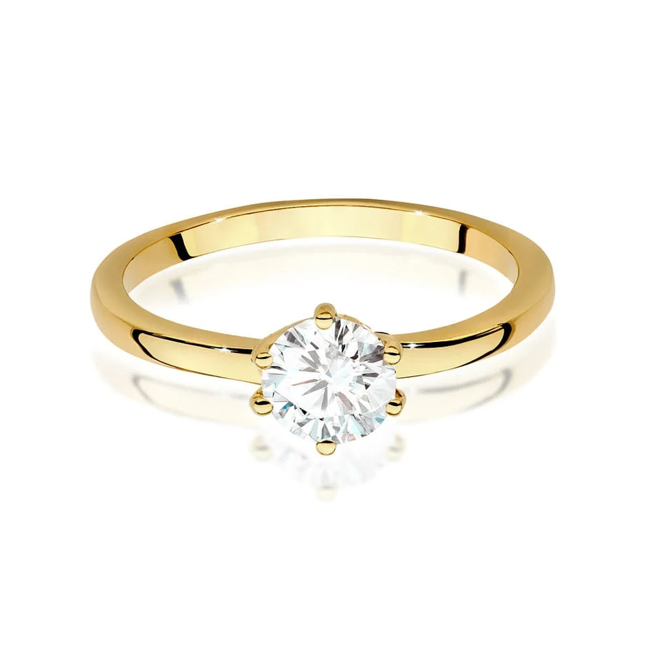 Yellow Gold Ring with Round 0,70ct Lab-grown Diamond